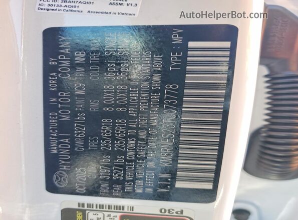 KM8RNES23TU073778 2026 HYUNDAI PALISADE White 