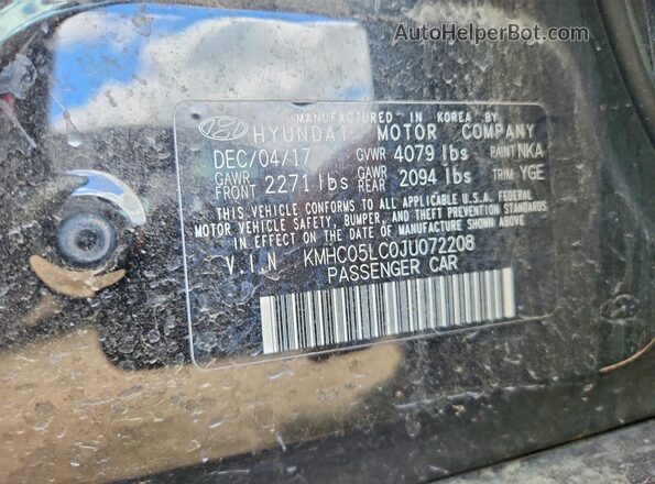 KMHC05LC0JU072208 2018 HYUNDAI IONIQ Черный Вид подкапотного пространства