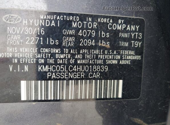 KMHC05LC4HU018839 2017 HYUNDAI IONIQ Gray Engine compartment view