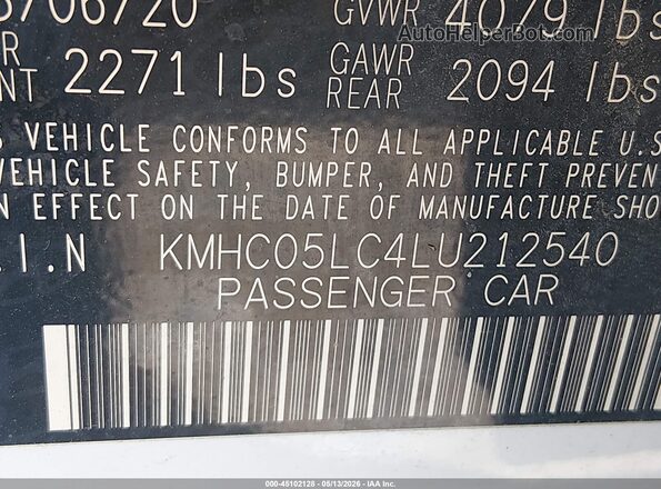 KMHC05LC4LU212540 2020 HYUNDAI IONIQ HYBRID White Շարժիչի բաժամունքի տեսք