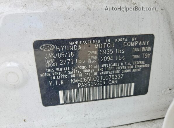 KMHC65LC0JU076337 2018 HYUNDAI IONIQ White ძრავის განყოფილების ხედი