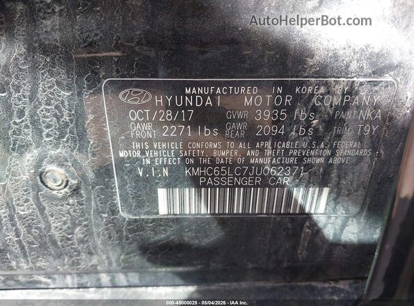 KMHC65LC7JU062371 2018 HYUNDAI IONIQ HYBRID Black Вид підкапотного простору