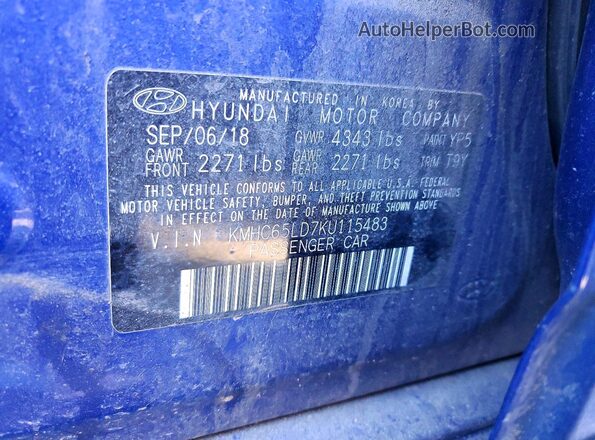 KMHC65LD7KU115483 2019 HYUNDAI IONIQ Синий Вид подкапотного пространства