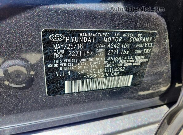 KMHC65LD8JU104362 2018 HYUNDAI IONIQ Gray 