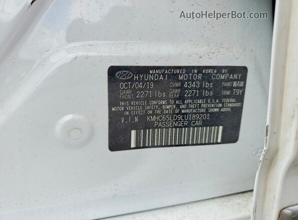 KMHC65LD9LU189201 2020 HYUNDAI IONIQ White Շարժիչի բաժամունքի տեսք