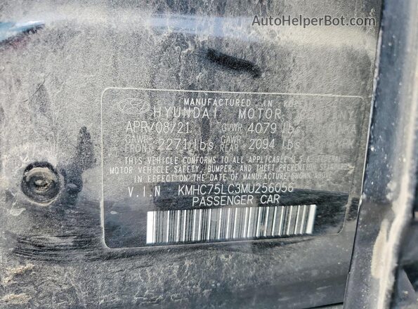 KMHC75LC3MU256056 2021 HYUNDAI IONIQ Black VIN կոդի պիտակի տեսք