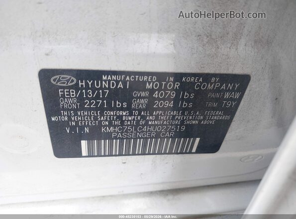 KMHC75LC4HU027519 2017 HYUNDAI IONIQ HYBRID White 