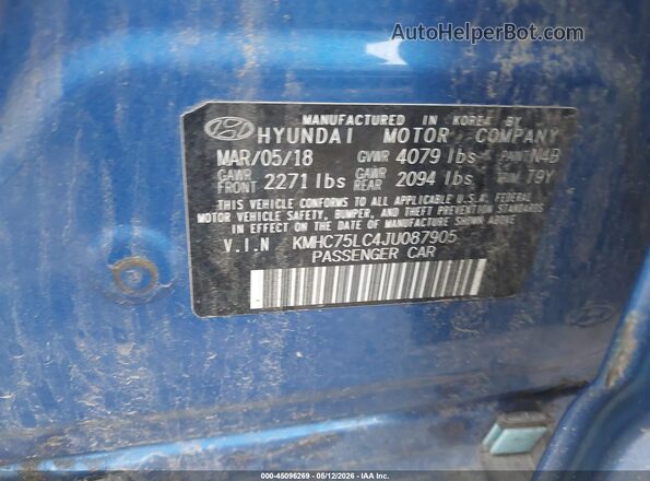 KMHC75LC4JU087905 2018 HYUNDAI IONIQ HYBRID Blue Engine compartment view