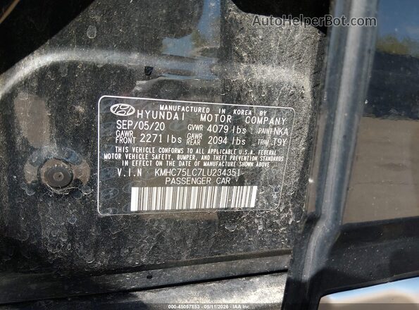 KMHC75LC7LU234351 2020 HYUNDAI IONIQ HYBRID Black Engine compartment view