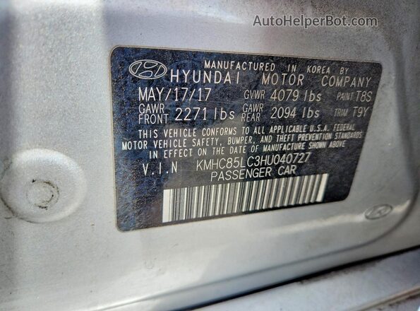 KMHC85LC3HU040727 2017 HYUNDAI IONIQ Silver Vista del compartimento del motor