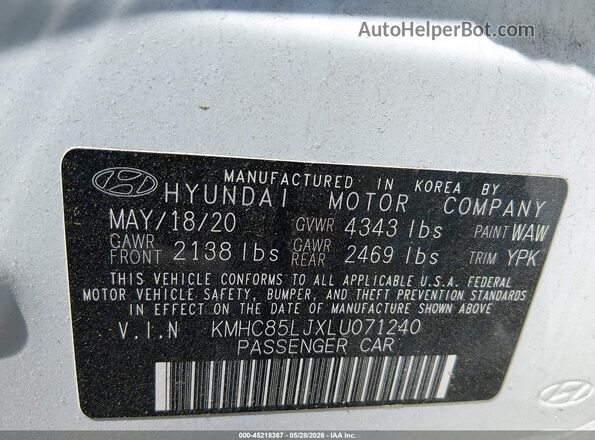 KMHC85LJXLU071240 2020 HYUNDAI IONIQ ELECTRIC White Շարժիչի բաժամունքի տեսք