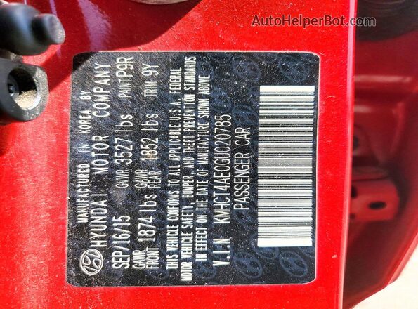 KMHCT4AE0GU020785 2016 HYUNDAI ACCENT Red 