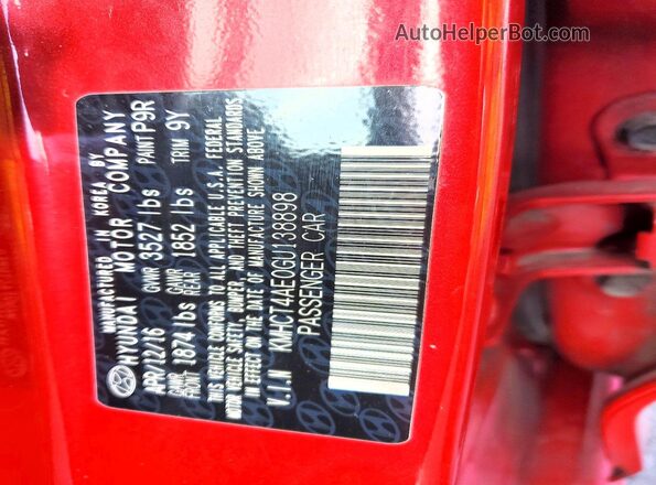 KMHCT4AE0GU138898 2016 HYUNDAI ACCENT Коричневый 