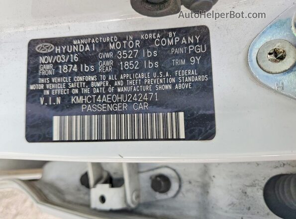 KMHCT4AE0HU242471 2017 HYUNDAI ACCENT White Engine compartment view