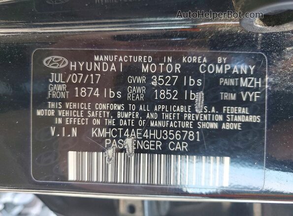 KMHCT4AE4HU356781 2017 HYUNDAI ACCENT Black 