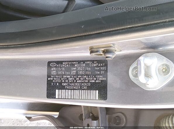 KMHCT4AE8GU140639 2016 HYUNDAI ACCENT Gray 