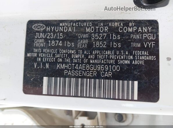 KMHCT4AE8GU969100 2016 HYUNDAI ACCENT White Engine compartment view