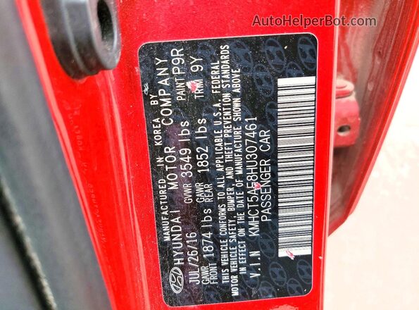 KMHCT5AE8HU307461 2017 HYUNDAI ACCENT Red Widok komory silnika
