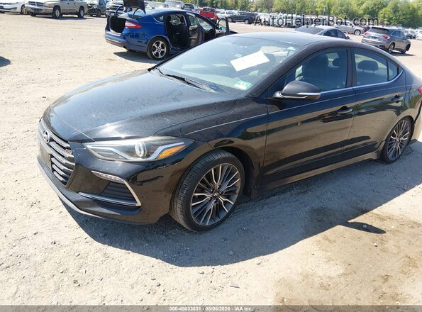 KMHD04LB0JU724279 2018 HYUNDAI ELANTRA Black წინა მარცხენა ხედი სამი მეოთხედიდან
