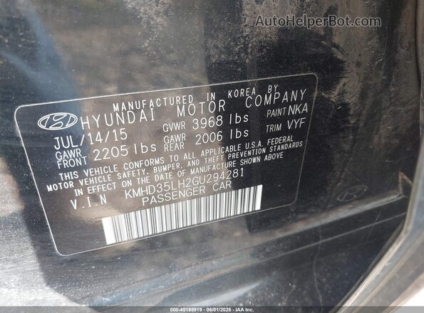 KMHD35LH2GU294281 2016 HYUNDAI ELANTRA GT Black Շարժիչի բաժամունքի տեսք
