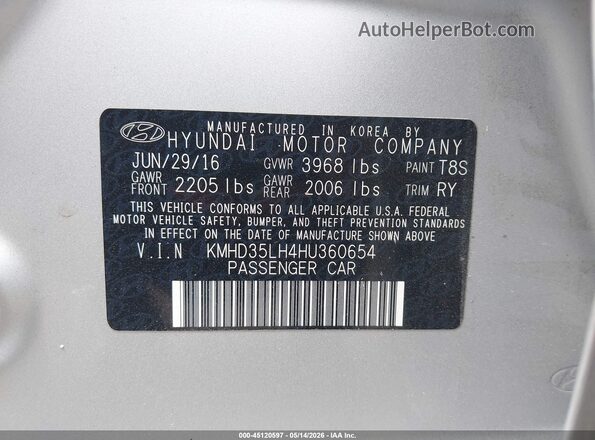 KMHD35LH4HU360654 2017 HYUNDAI ELANTRA GT Белый Вид подкапотного пространства
