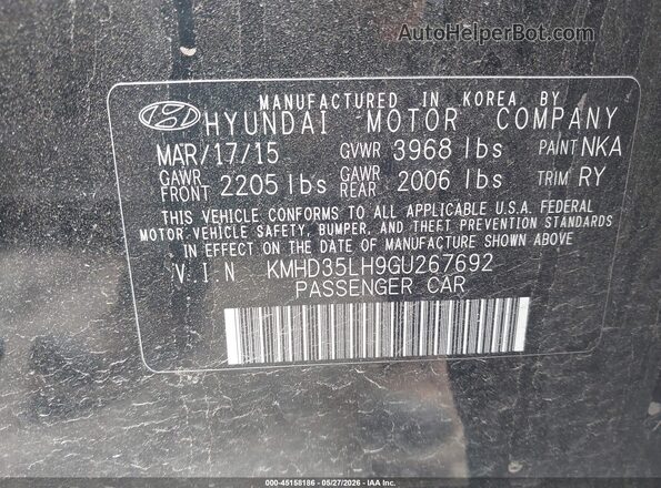KMHD35LH9GU267692 2016 HYUNDAI ELANTRA GT Black 