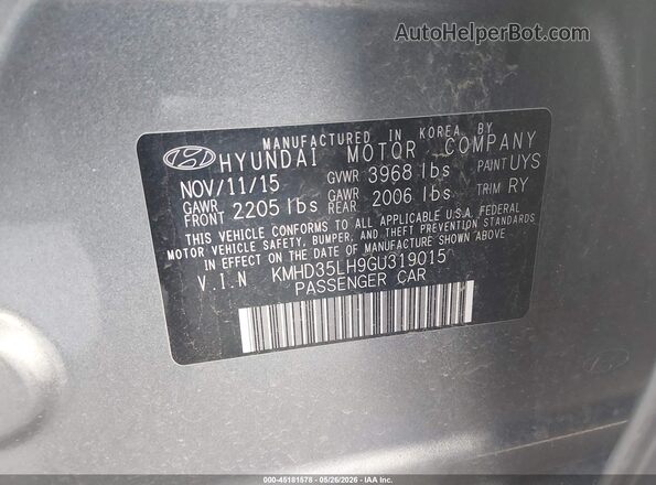KMHD35LH9GU319015 2016 HYUNDAI ELANTRA GT Beige Engine compartment view
