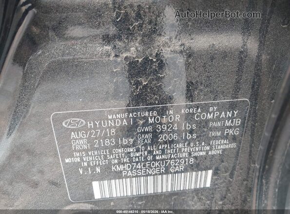 KMHD74LF0KU762918 2019 HYUNDAI ELANTRA Silver ძრავის განყოფილების ხედი