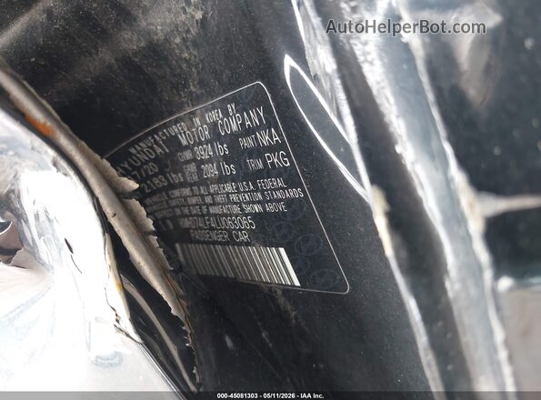 KMHD74LF4LU063065 2020 HYUNDAI ELANTRA Black Widok komory silnika
