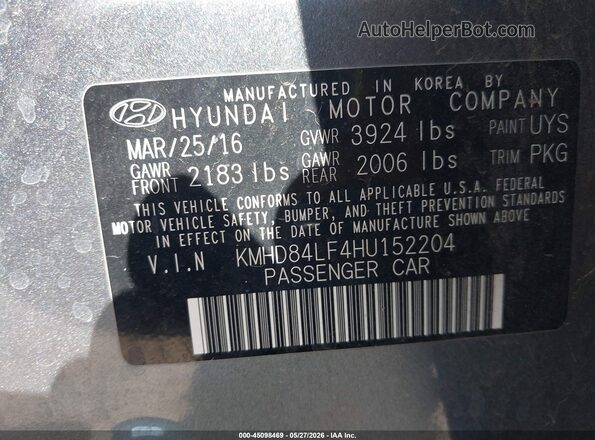 KMHD84LF4HU152204 2017 HYUNDAI ELANTRA Gray 