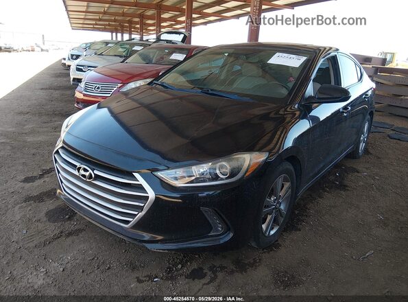 KMHD84LF4JU611589 2018 HYUNDAI ELANTRA Black წინა მარცხენა ხედი სამი მეოთხედიდან