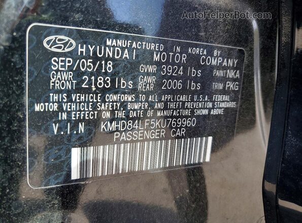 KMHD84LF5KU769960 2019 HYUNDAI ELANTRA Black Вид підкапотного простору