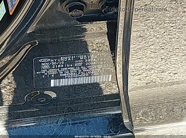 KMHD84LF5LU040777 2020 HYUNDAI ELANTRA Черный Вид подкапотного пространства