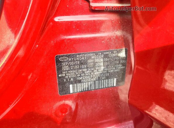 KMHD84LF7LU995239 2020 HYUNDAI ELANTRA Red Вид підкапотного простору