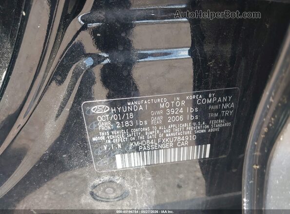 KMHD84LFXKU784910 2019 HYUNDAI ELANTRA Black Widok komory silnika
