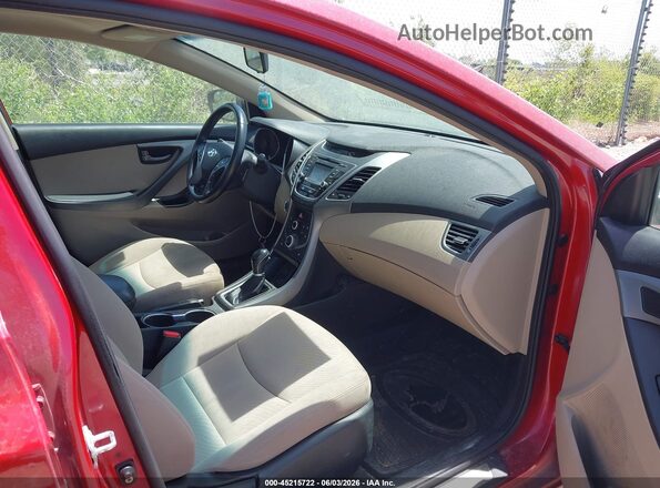 KMHDH4AE6GU600905 2016 HYUNDAI ELANTRA Красный Вид салона спереди