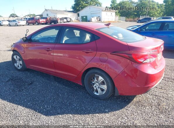 KMHDH4AE9GU482929 2016 HYUNDAI ELANTRA Red Задня ліва чверть