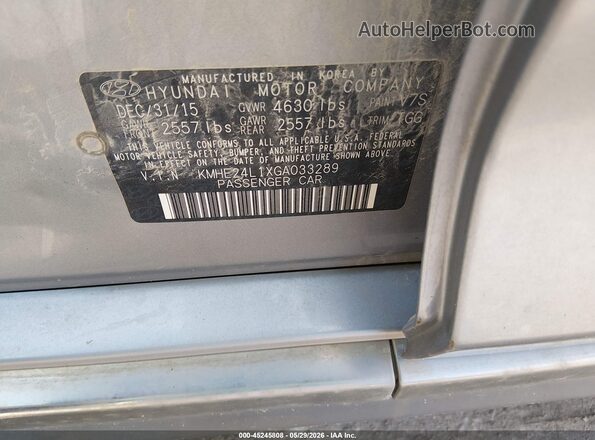 KMHE24L1XGA033289 2016 HYUNDAI SONATA HYBRID Серебряный 