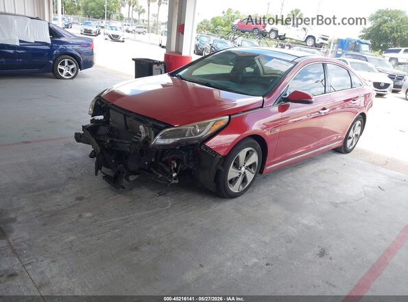 KMHE34L19GA017811 2016 HYUNDAI SONATA HYBRID Red Front left