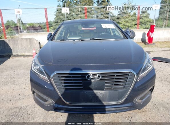 KMHE34L31HA077231 2017 HYUNDAI SONATA HYBRID Dark Blue Вид задней части салона
