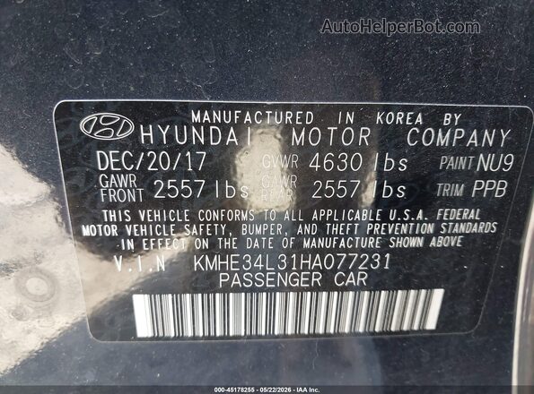 KMHE34L31HA077231 2017 HYUNDAI SONATA HYBRID Dark Blue Вид подкапотного пространства