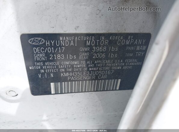KMHH35LE3JU050167 2018 HYUNDAI ELANTRA GT White Вид підкапотного простору