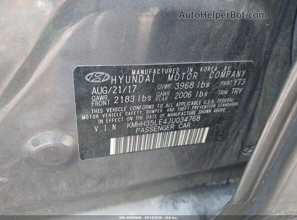 KMHH35LE4JU034768 2018 HYUNDAI ELANTRA GT Gray Widok komory silnika