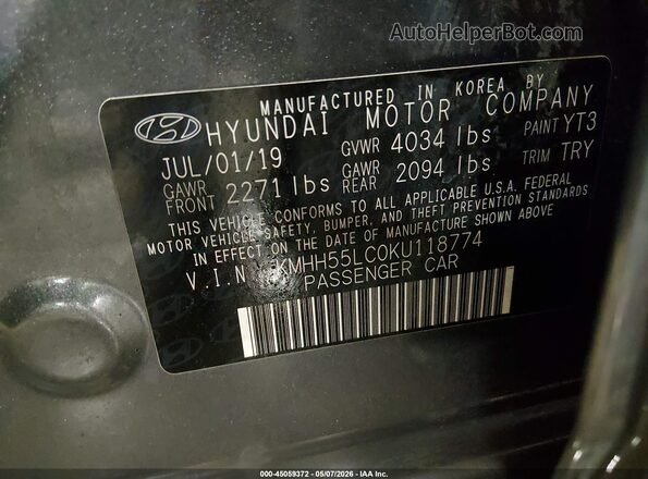 KMHH55LC0KU118774 2019 HYUNDAI ELANTRA GT Gray 