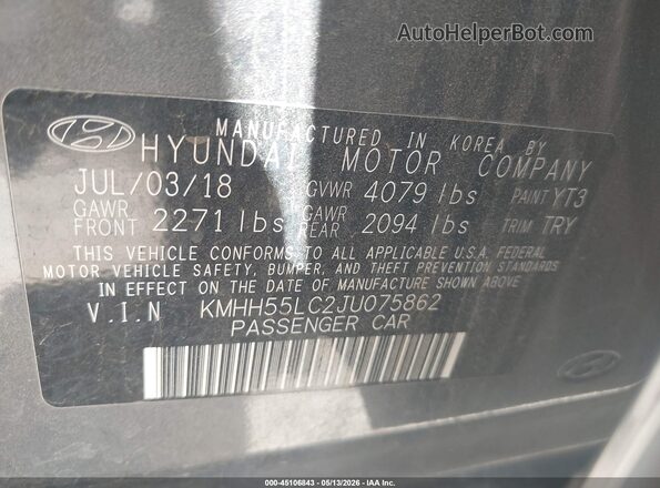 KMHH55LC2JU075862 2018 HYUNDAI ELANTRA GT Gray Engine compartment view