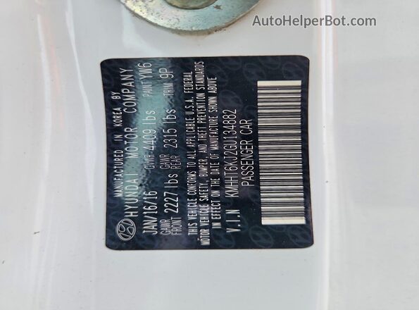 KMHHT6KJ2GU134882 2016 HYUNDAI GENESIS Белый Вид наклейки с VIN-кодом