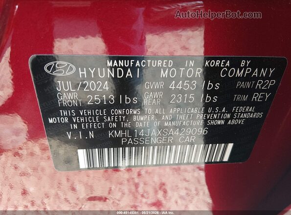 KMHL14JAXSA429096 2025 HYUNDAI SONATA Red Շարժիչի բաժամունքի տեսք