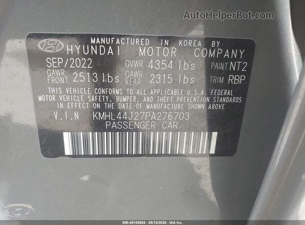 KMHL44J27PA276703 2023 HYUNDAI SONATA Gray Vista del compartimento del motor