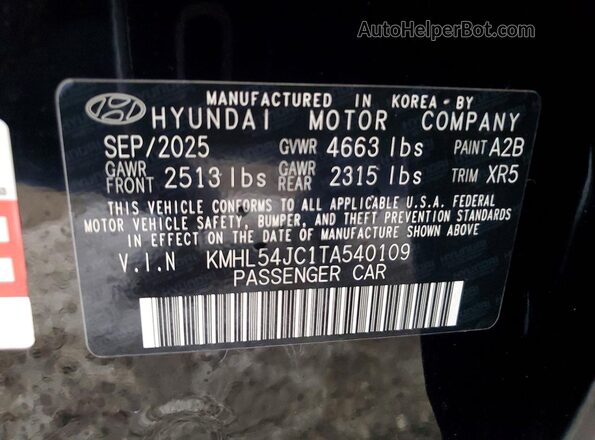 KMHL54JC1TA540109 2026 HYUNDAI SONATA Black 