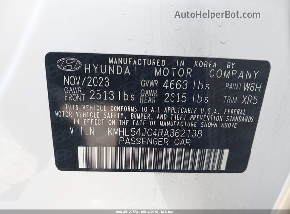 KMHL54JC4RA362138 2024 HYUNDAI SONATA White Vista del compartimento del motor